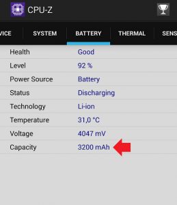 Battery capacity 