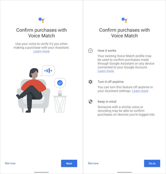 Google added voice confirmation of online purchases to Android