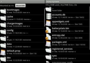 The structure of folders and files on Android 