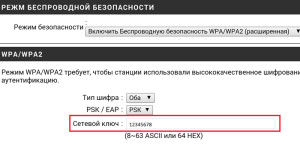 Wi-Fi network security password on the router 