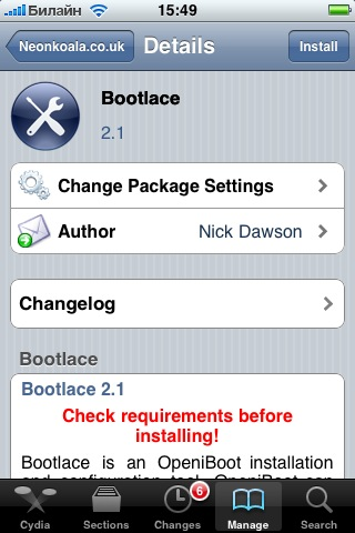 Adding Bootlace to Cydia 