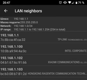 Connected devices to the router 
