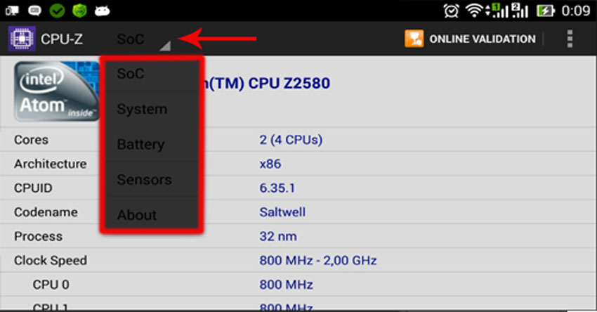 CPU-Z tabs 