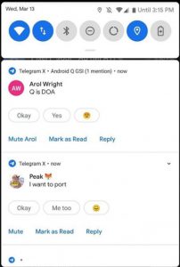 Quick replies in Android Q 