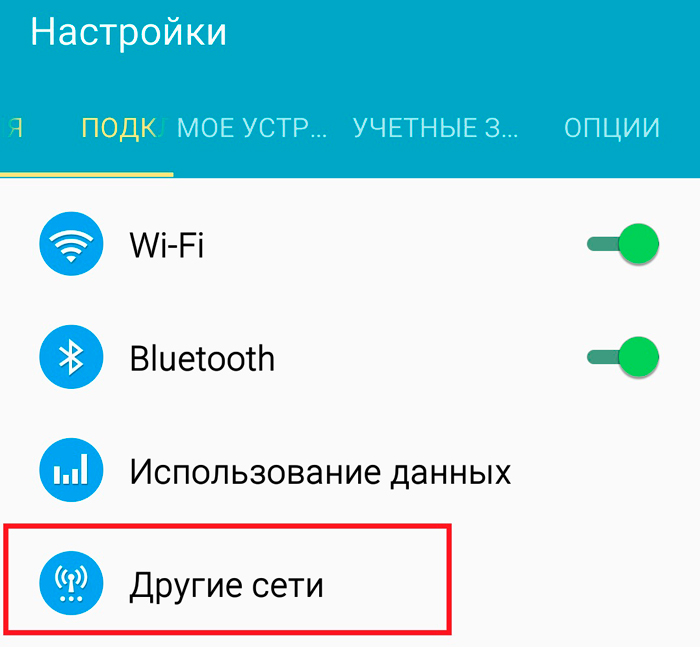 Other networks Android 