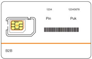 New sim card with pin and puk codes 