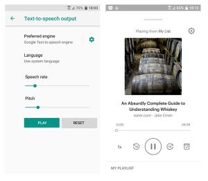 Translate text to speech on Android 