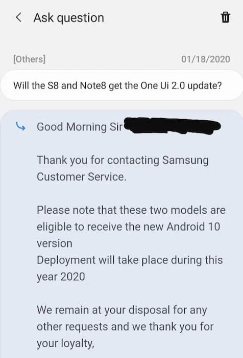 Will Android 10 come out for Galaxy S8 and Galaxy Note 8