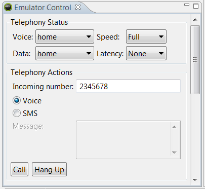 Emulating an incoming call in the Android SDK 